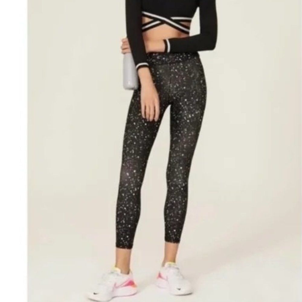 Michi Verve Celestial High Waste Full Length Leggings Black Spots XL